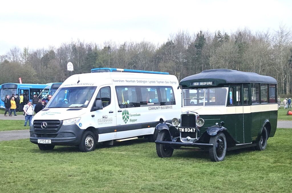 The Faversham Hopper at the South East Bus Festival at the Kent County Showground, Detling in April 2025.